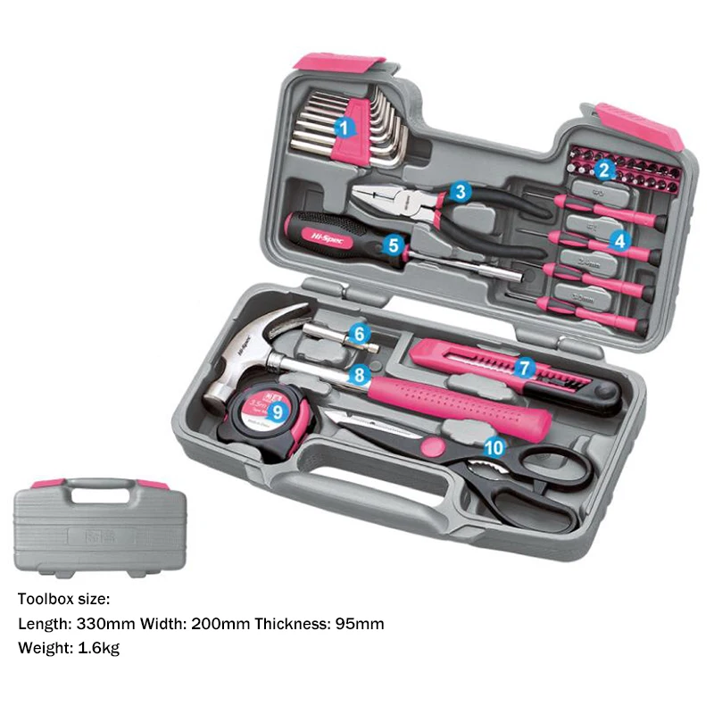 Power Tools Pink - Kit d'outils à main rose, tournevis