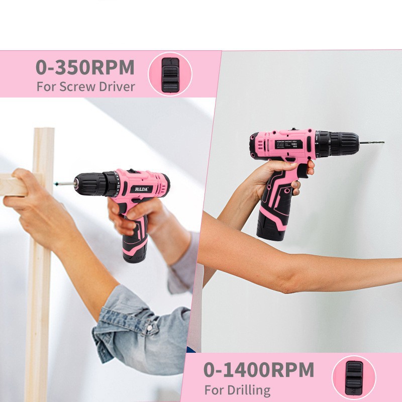 Power Tools Pink - Perceuse à main rose 10 mm,